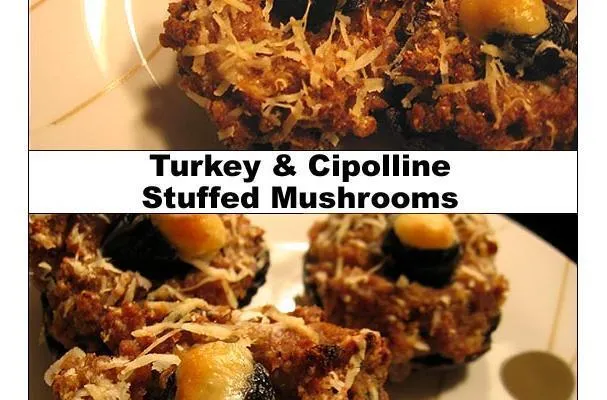 Hongos rellenos de pavo y cipolline