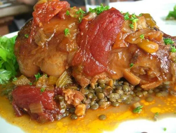 Morcilla con lentejas